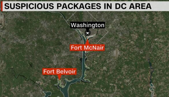 26日，美国多个军事基地现可疑包裹。