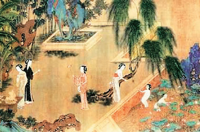 明代仇英《四季仕女图》之夏图(局部)