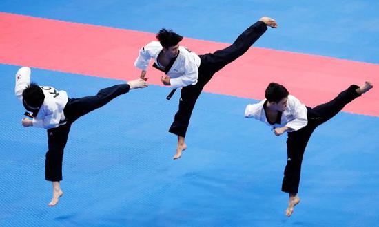 本届亚运会上,韩国队的传统强项跆拳道表现也并不突出。新华社记者王丽莉摄