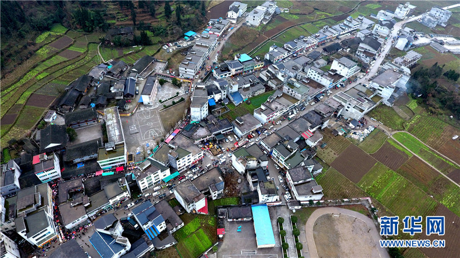 2月3日,贵州省务川仡佬族苗族自治县黄都镇丝棉村的集市人头攒动,热闹