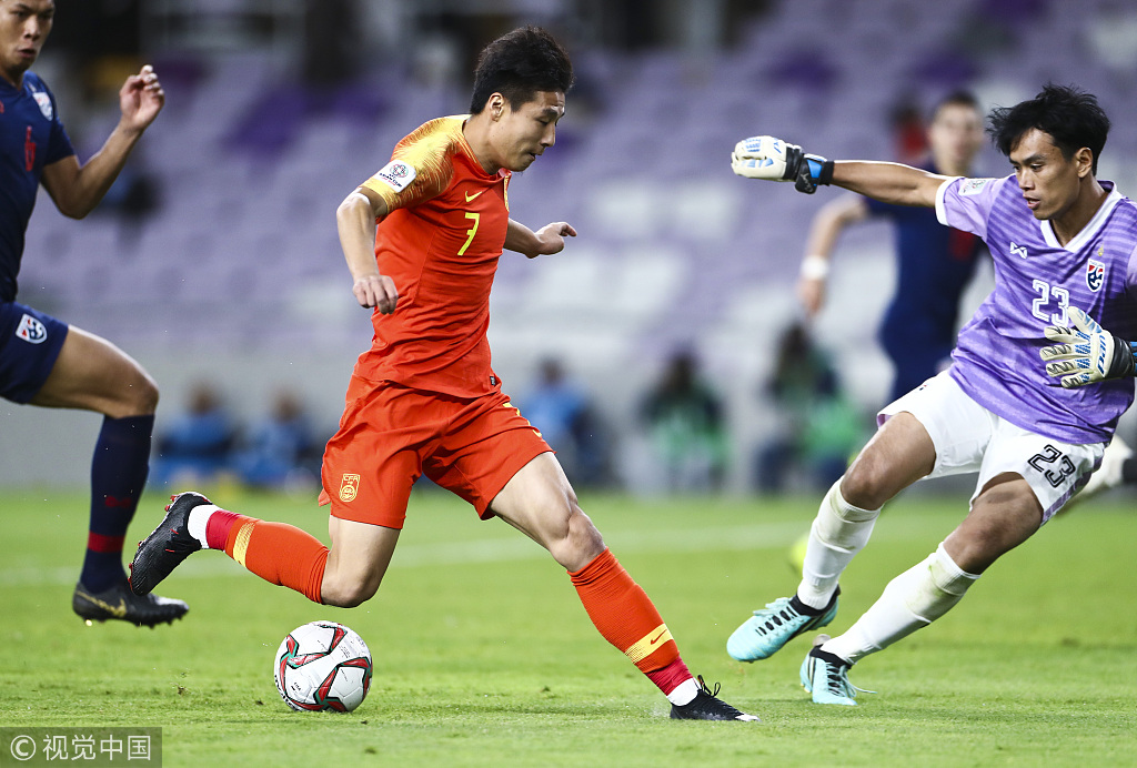 中国队2:1泰国 逆转晋级亚洲杯八强