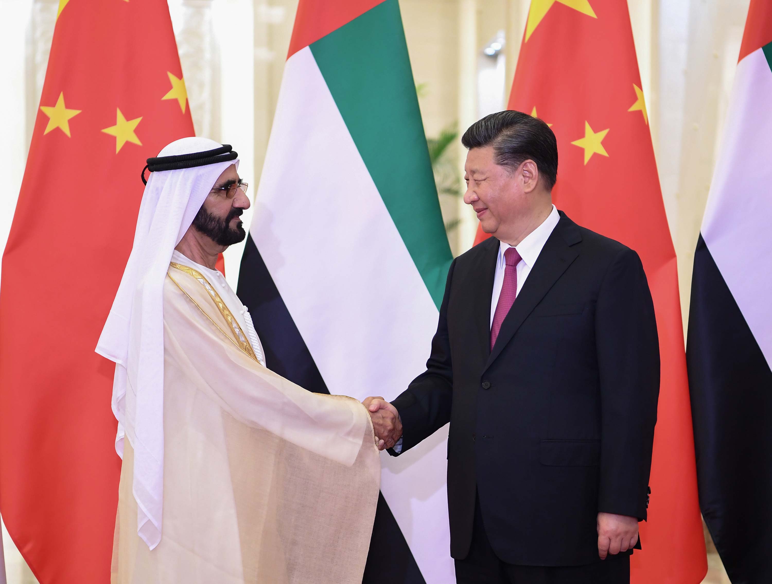 4月25日，国家主席习近平在北京人民大会堂会见阿联酋副总统兼总理、迪拜酋长穆罕默德。