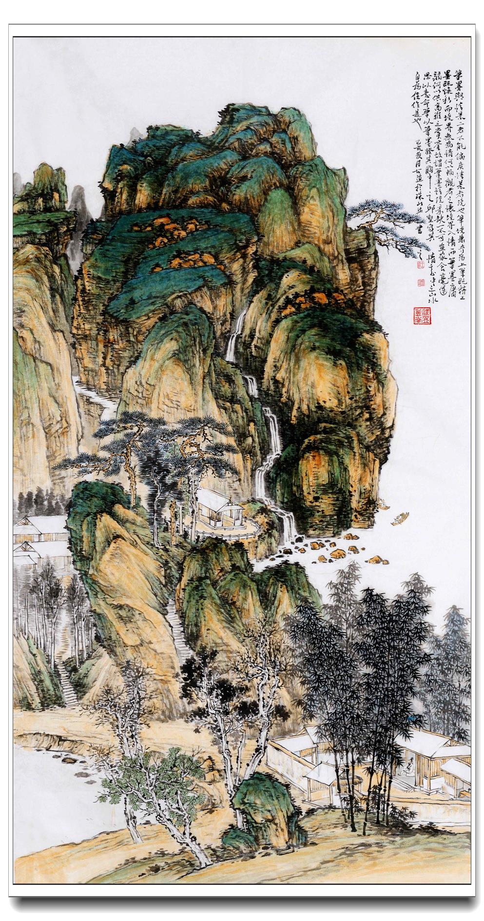 谢古道国画瓷画青绿山水探秘