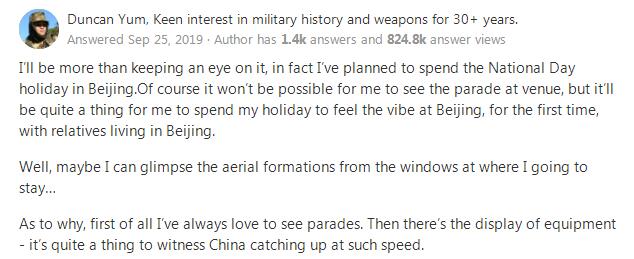 外国网友期待国庆阅兵：十一就在北京过，感受这里的氛围