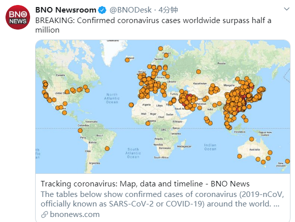 全球新冠肺炎确诊病例累计突破50万例