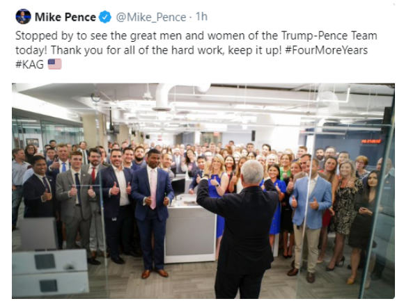 彭斯被发现悄悄删推 没戴口罩与数十人室内合影