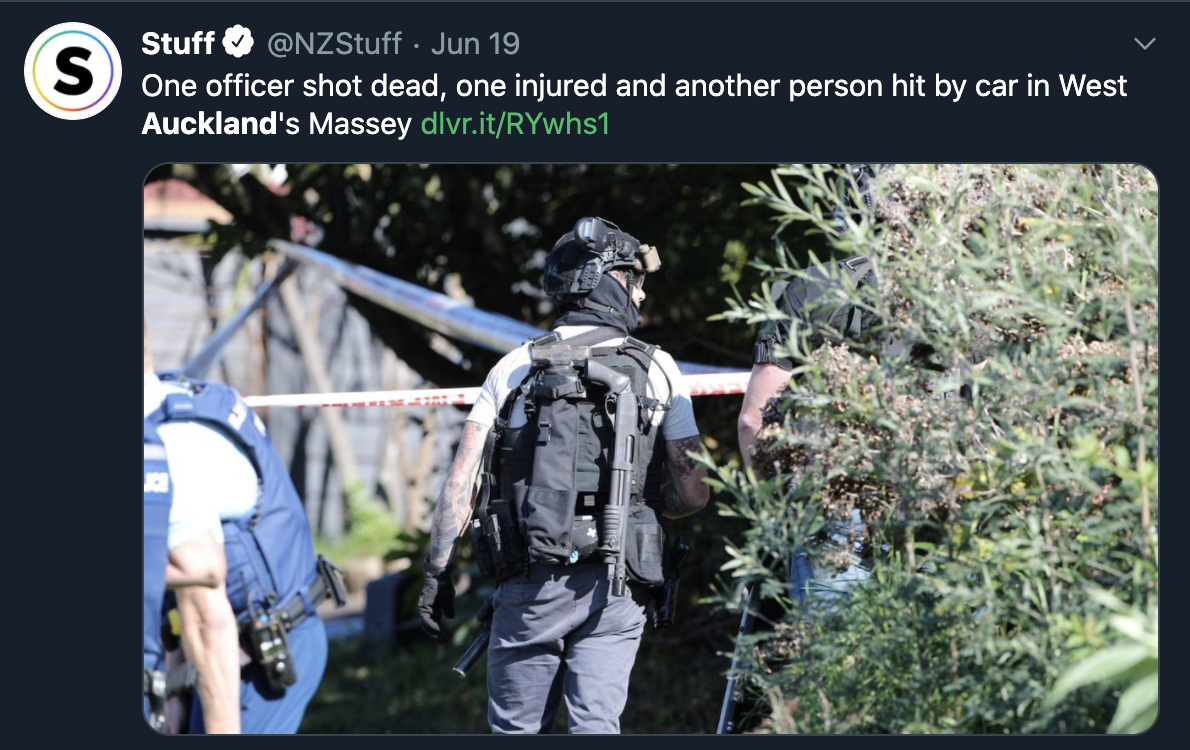 新西兰奥克兰突发枪击案 造成一名警察死亡