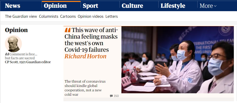 《柳叶刀》主编：中国抗疫贡献突出，西方反华