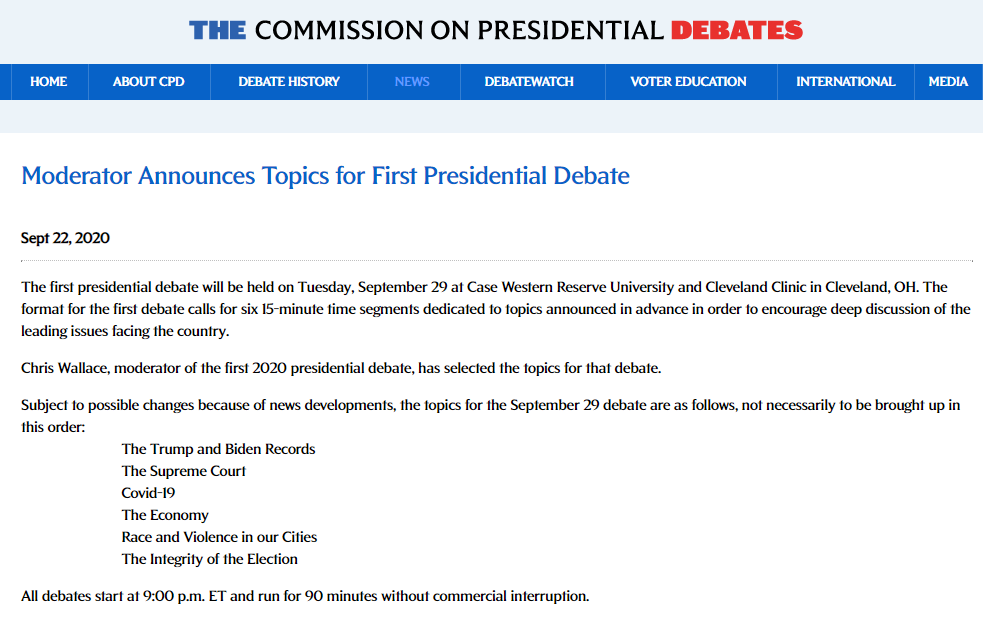 特朗普拜登首场辩论规则敲定：不会握手，首个