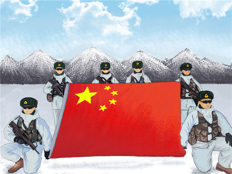 新疆边防战士踏雪巡逻