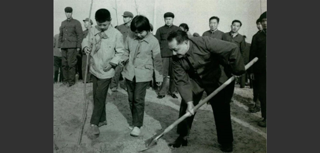 1979年3月12日，邓小平到北京大兴县庞各庄参加植树活动。