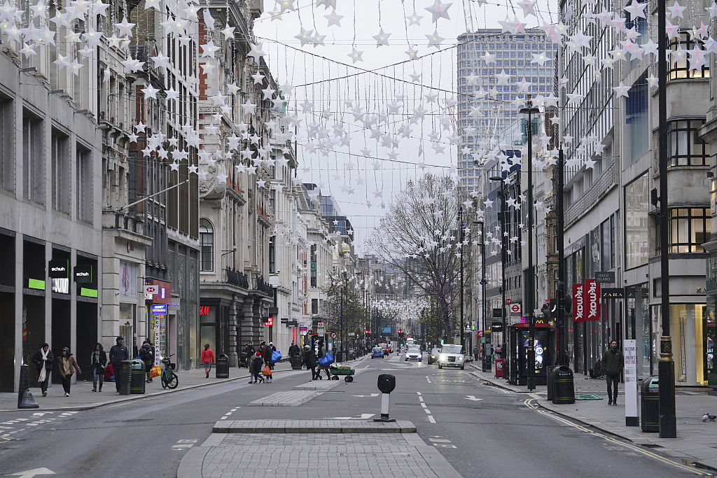圣诞节当天 英国伦敦街头行人稀少