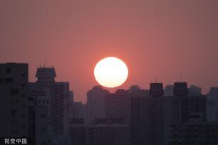 上海：立夏时节 日落夕阳似蛋黄