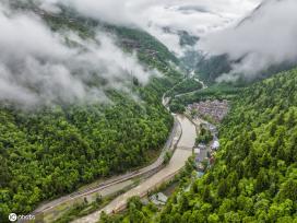 航拍四川阿坝奶子沟 层层起伏如林海