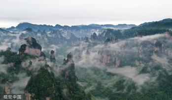 湖南张家界：云漫峰林宛如水墨画卷