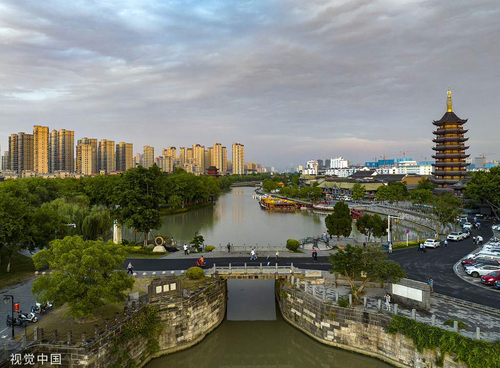 江苏淮安雨后清江浦现晚霞