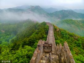 河北承德：雨后清晨 金山岭长城云雾缭绕