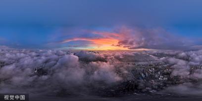 上海：梅雨季过后 天空现云海景观