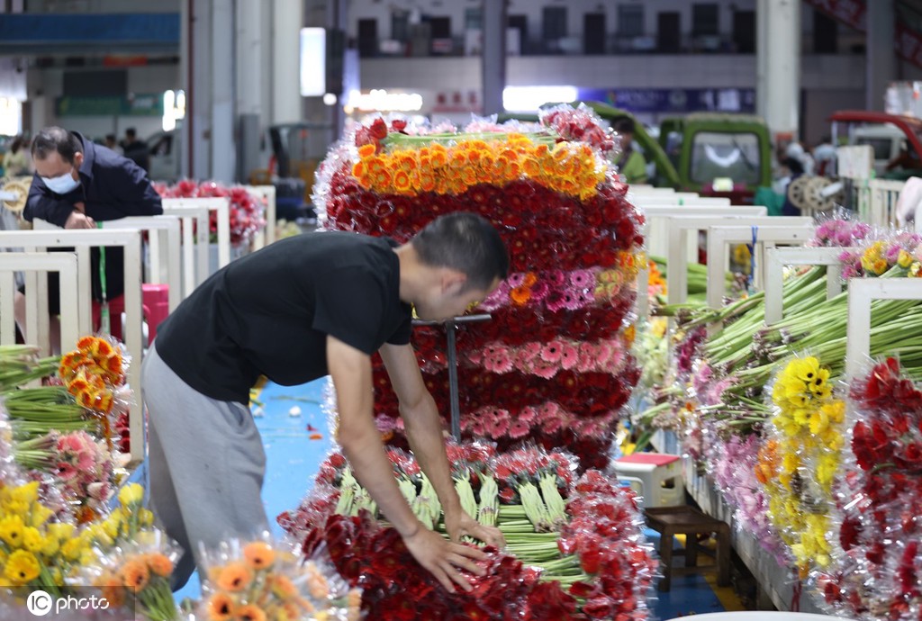 昆明斗南花市点亮“夜经济” 成打卡新热门地
