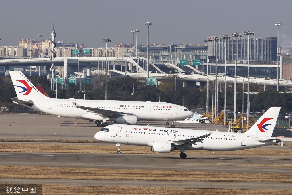 东航全球首架C919飞机密集验证飞行