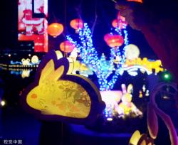 上海：春申湖畔主题灯会流光溢彩 赏灯市民纷至沓来