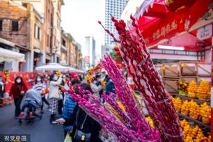 广州越秀西湖花市重启 灯光如昼人如织