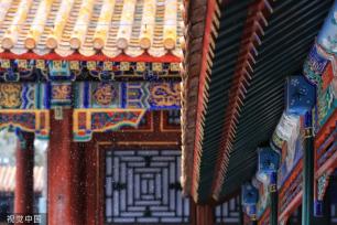 北京迎来降雪天气 颐和园琼楼玉宇分外静谧