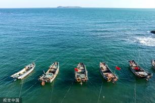 青岛：受春季海风影响 渔船渔港停泊避风