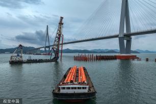 浙江宁波：象山港跨海大桥稳步推进施工进度
