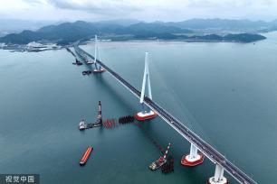 浙江宁波：象山港跨海大桥稳步推进施工进度