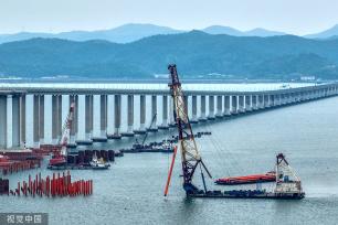 浙江宁波：象山港跨海大桥稳步推进施工进度