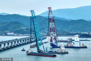 浙江宁波：象山港跨海大桥稳步推进施工进度