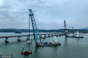 浙江宁波：象山港跨海大桥稳步推进施工进度