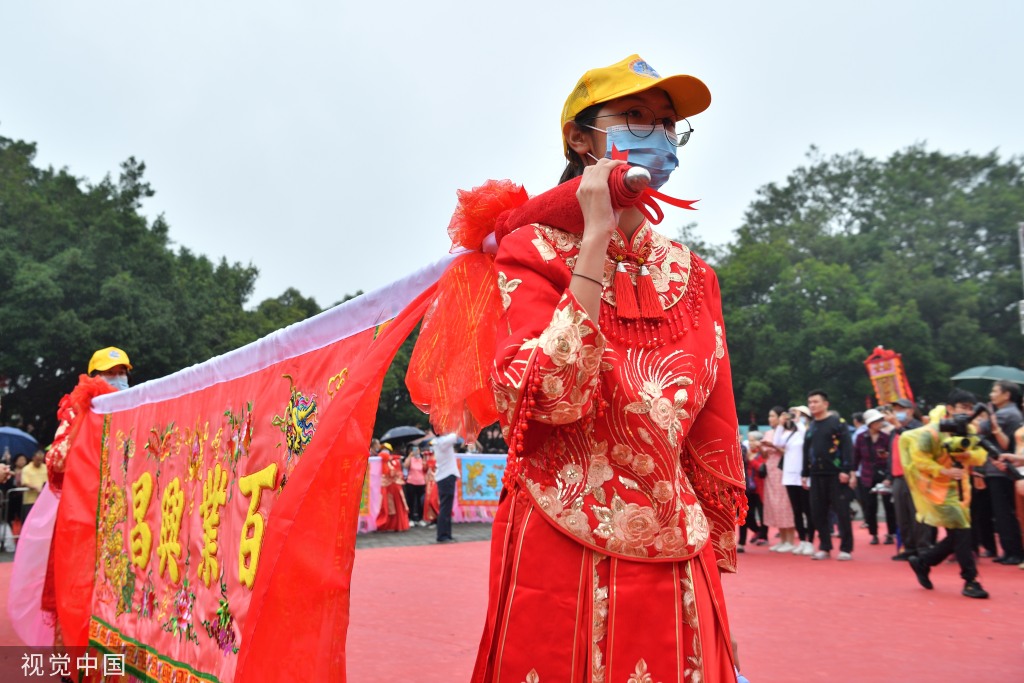 广州南沙妈祖文化旅游节举行 非遗文化巡游上演
