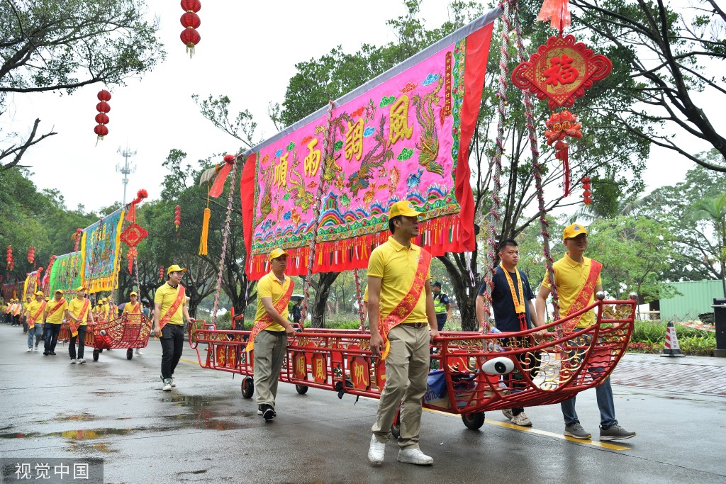 广州南沙妈祖文化旅游节举行 非遗文化巡游上演