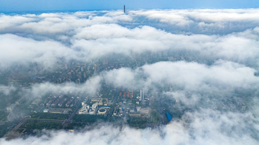 雨后天津出现平流雾绝美景色 蔚为壮观