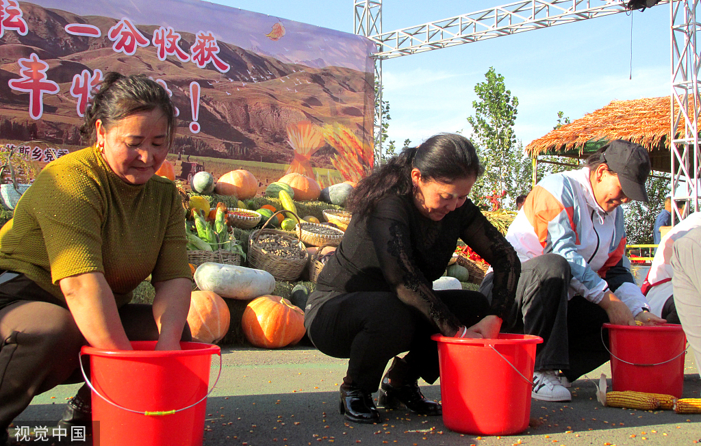 新疆塔城：农民丰收节将至 村民参与庆祝活动