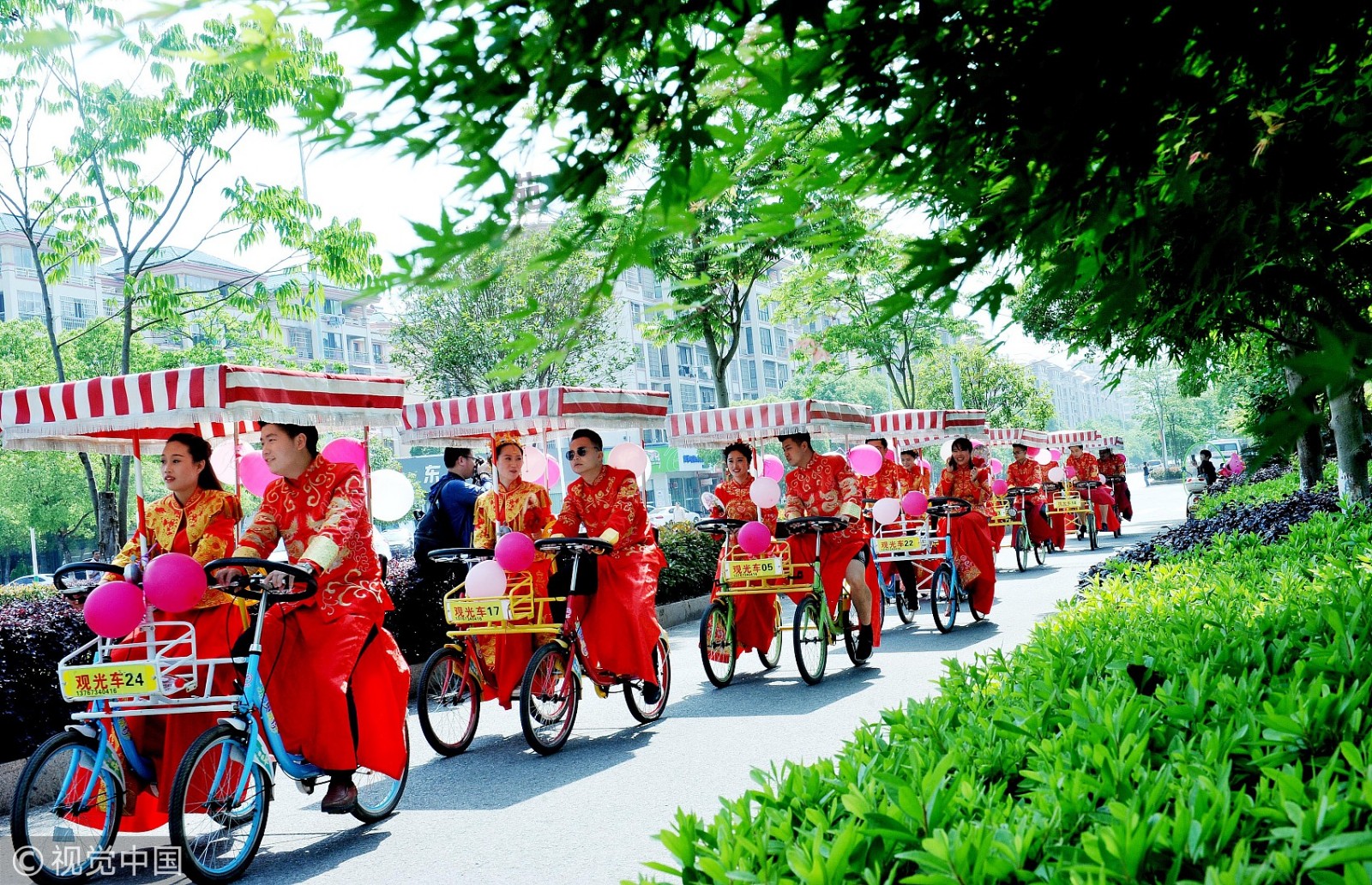 双人自行车变婚车!这样的婚礼浪漫不浪费 - 海外网