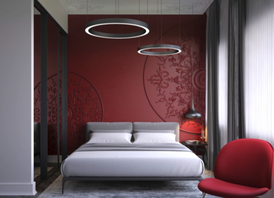 浪漫的红色卧室设计