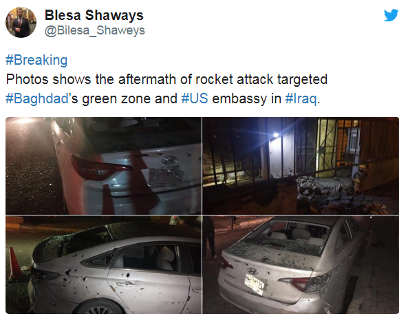 多枚火箭弹齐发！美驻伊拉克大使馆附近及空军基地遭袭