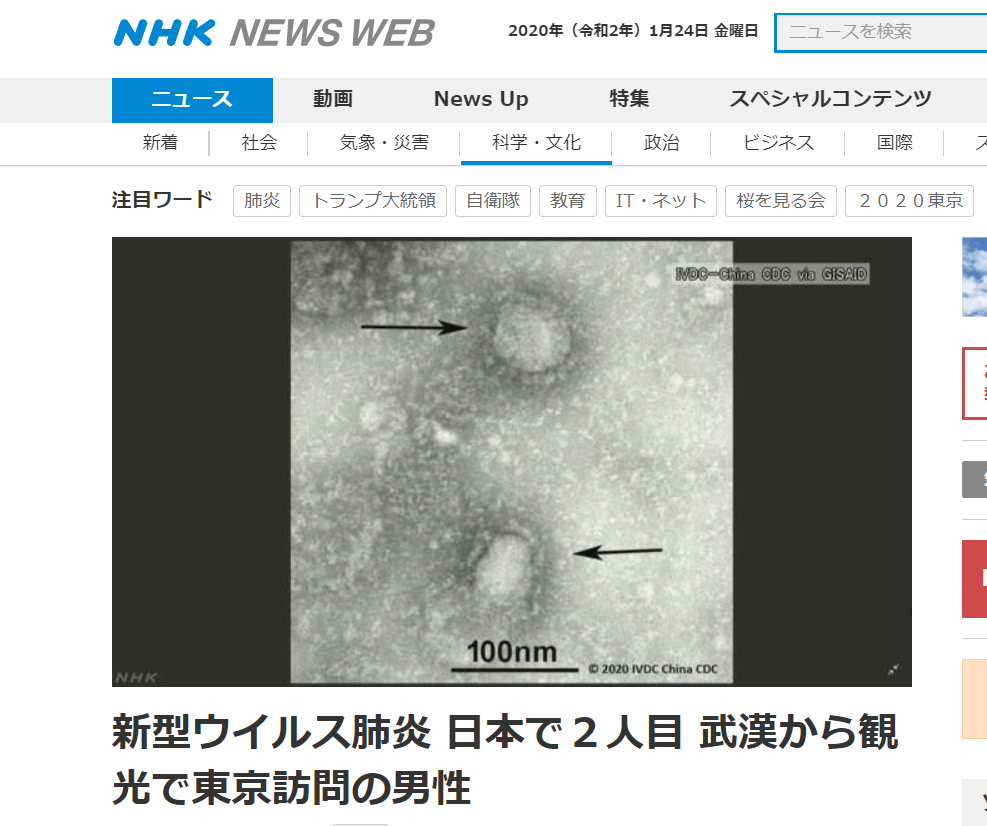 ​日本发现第二例新型肺炎确诊病例 患者系武汉游客
