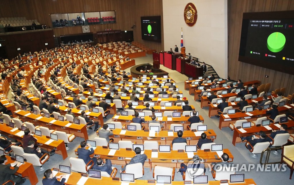 韩国国会全体会议现场（韩联社）