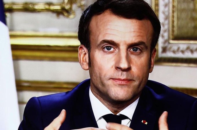 法国总统马克龙发表电视讲话（巴黎人报）