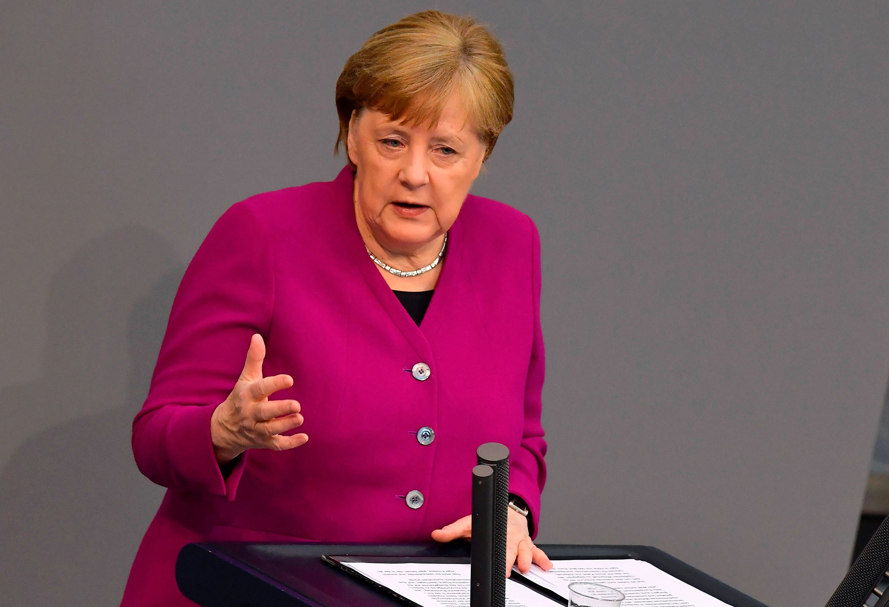 german chancellor angela merkel speaks in berlin on april 23.