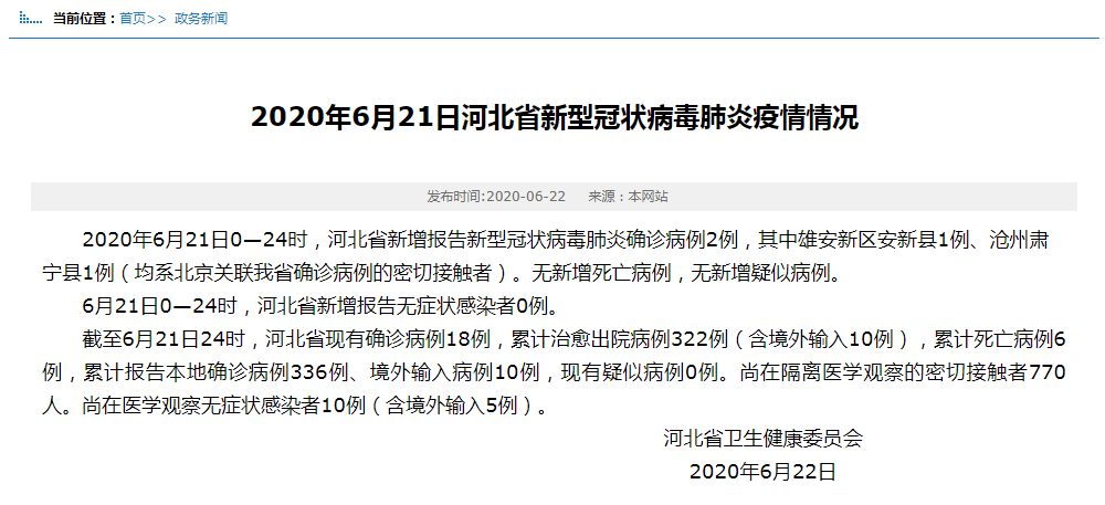河北新增2例新冠肺炎确诊病例均为北京关联病例密接者