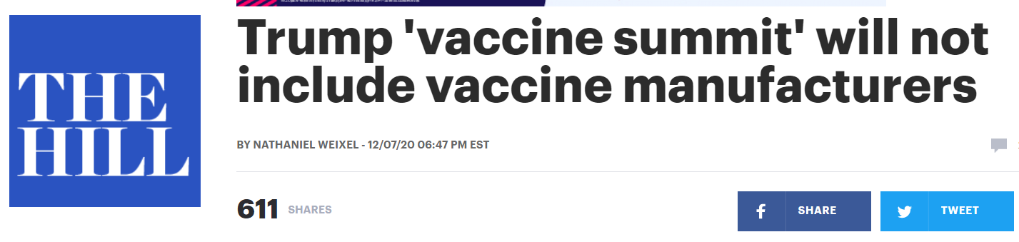 美媒：白宫将召开“新冠疫苗峰会” 受邀生产商都不去
