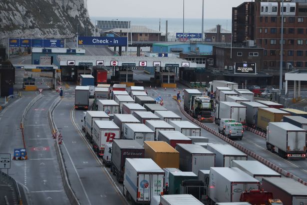 欧洲大陆向英国运输货物的车辆。（Getty Images）