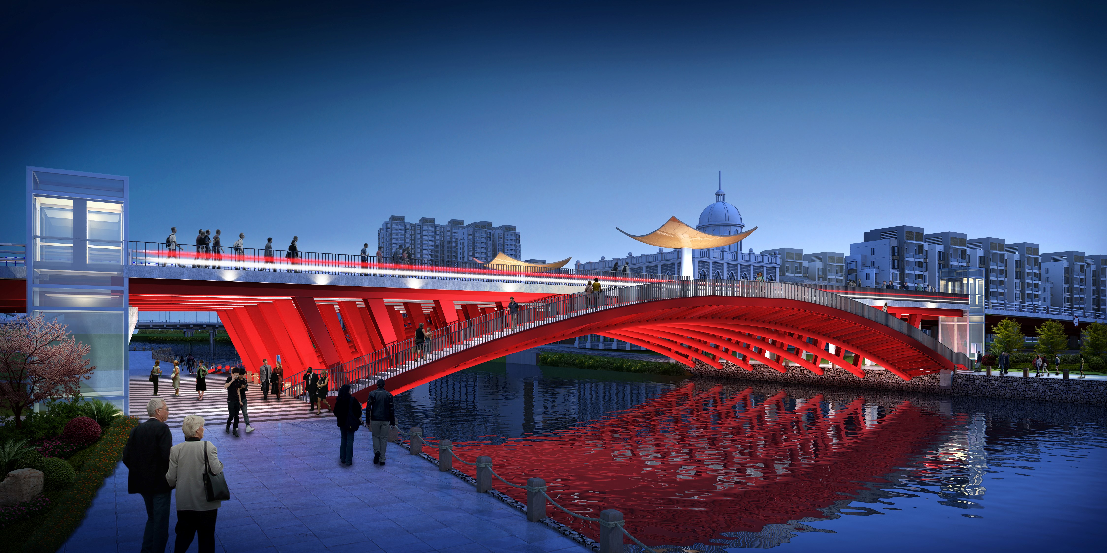 温州市双龙路景观桥即将落成