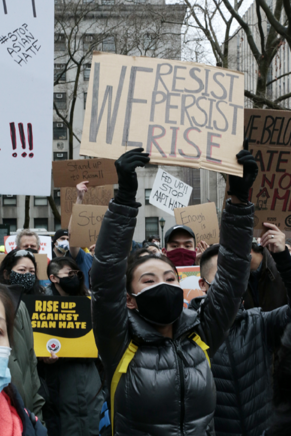 资料图：纽约反仇恨亚裔抗议活动