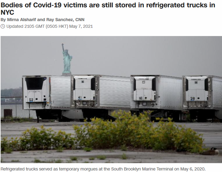 纽约近750具新冠死者遗体一年未安葬 仍存在冷藏卡车内